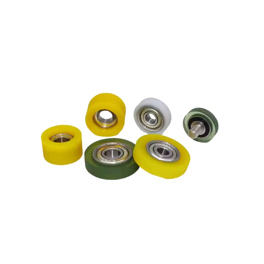Custom Polyurethane Coated Carbon Steel Roller Unpowered Double Bearing Driven Pulley Natural Color 90A pictures & photos